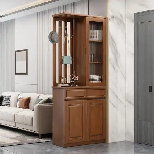 青木川 实木酒柜鞋柜一体靠墙客厅餐厅小户型家用进门口入户玄关隔断