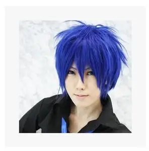 大哥kaito公式 山茶花cos假发 宝蓝色反翘短发