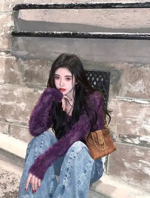 鞠婧祎紫葡萄系穿搭真的好好看今日份ootd又美翻了