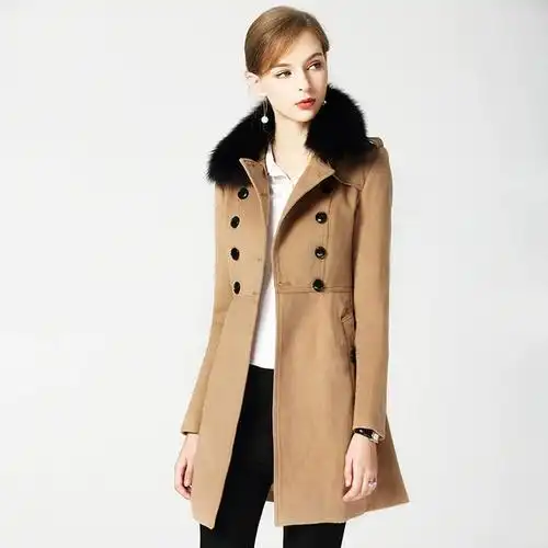 品牌女装 外套 复古狐狸毛领双排扣修身 中长款 冬装 - 女装/女士精品