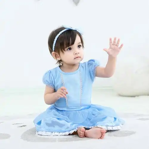 依百购婴幼儿美人鱼连身衣婴童长发公主爱莎哈衣婴儿幼儿连体衣爬行衣