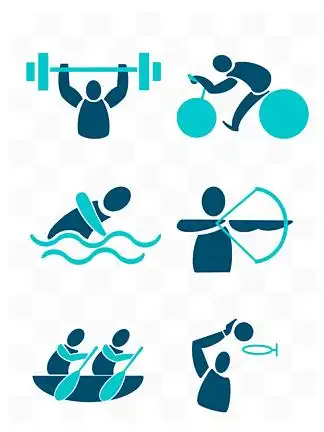 可爱红色运动小人图标元素vip元素背景夏日游泳人物插画素材元素vip元