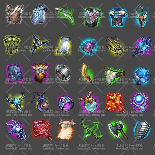 游戏美术素材/2d游戏资源 魔兽风格icon装备物品图标/技能图标png