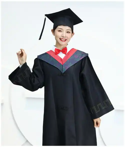 学士服大学生男女毕业照服装礼服高中毕业服文科博士服学院风帽子粉色