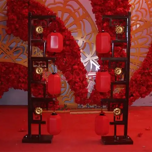 中式路引新款婚庆道具中国风t台屏风路引舞台布置中式婚礼三联红灯笼