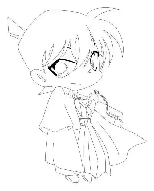 黑白线稿q版男生人物线稿