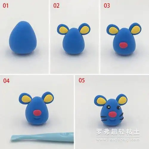 罗弗超轻粘土教程 — 动物系列之十二生肖老鼠制作图解教程