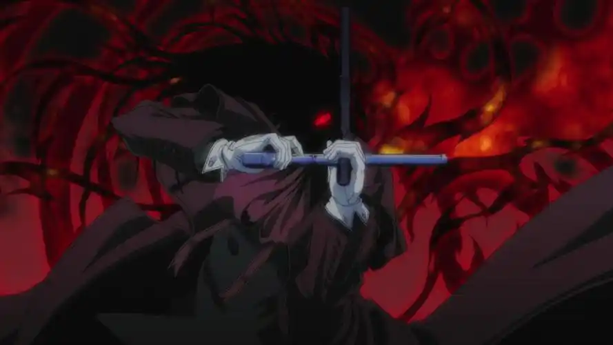 动漫里黑发红眼的使枪的男人