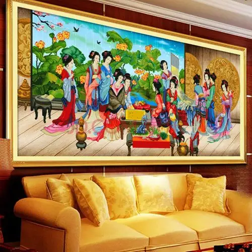 砖石画满钻12美女红楼梦十二金钗十二美女成品十字绣新款5d魔方钻石画