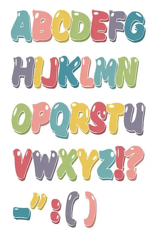 英文字母卡通可爱字体设计