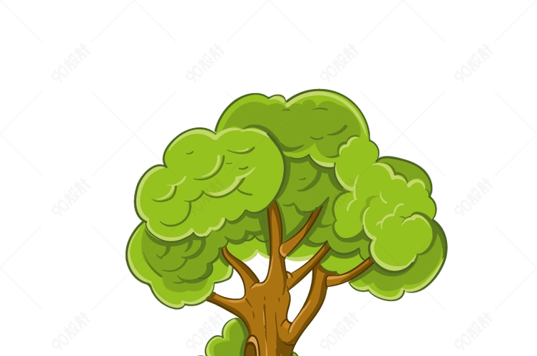 手绘卡通大树png元素