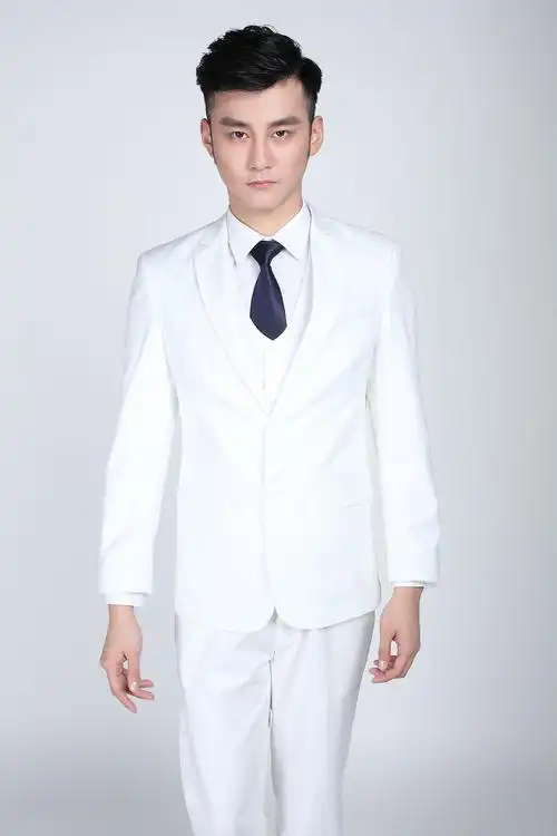 男式西服套装婚纱摄影婚庆礼仪新郎结婚礼服韩版修身白色小西装秋