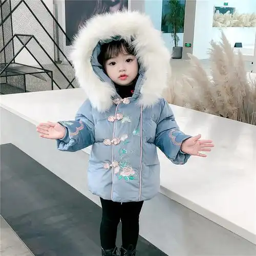 女童棉衣冬装小童儿童洋气中长款棉袄两三岁女宝宝加厚棉服中国风