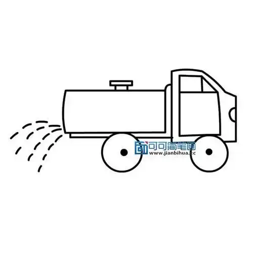 洒水车浇树简笔画