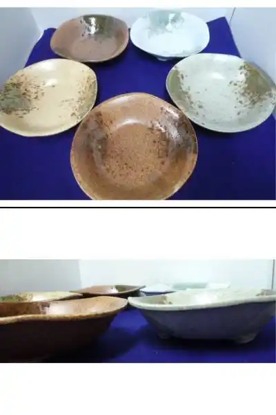 南风窑 伊贺五窑三ッ足中钵揃 5客セット 未使用