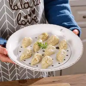 创意水饺双层沥水陶瓷饺子盘家用大号多功能水果盘菜盘托盘蒸盘