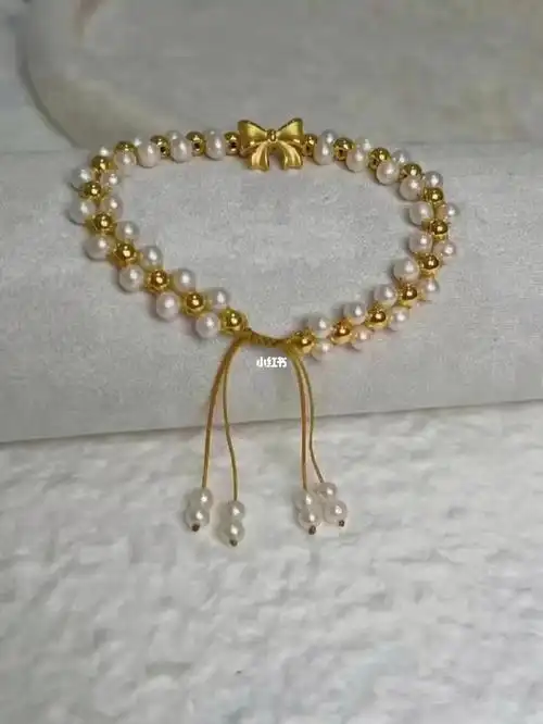 珍珠搭配黄金金珠编出来的真是爱了喜欢快