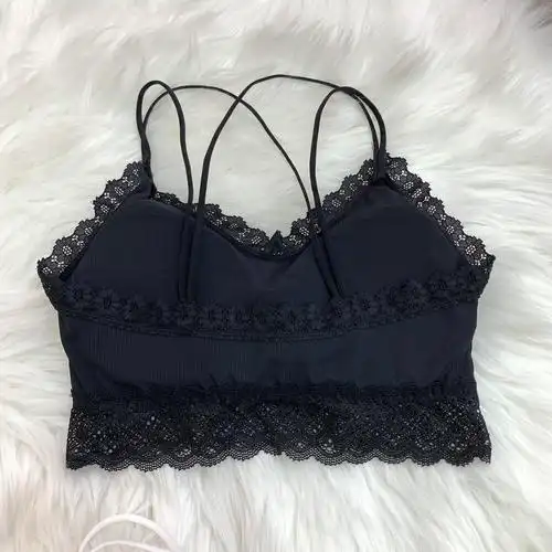 冰丝无痕内衣钢圈交叉肩带抹胸舒适透气蕾丝抹胸