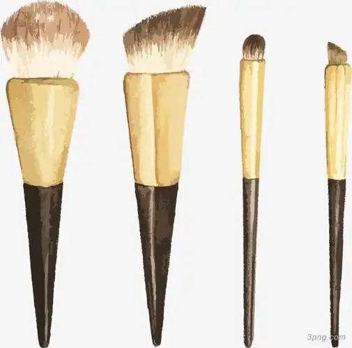 手绘风彩妆工具刷子png素材透明免抠图片-卡通手绘