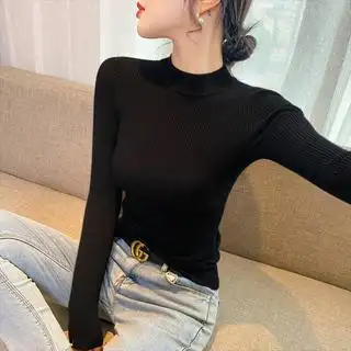 黑色高领打底衫女内搭秋冬洋气修身毛衣紧身针织上衣长袖