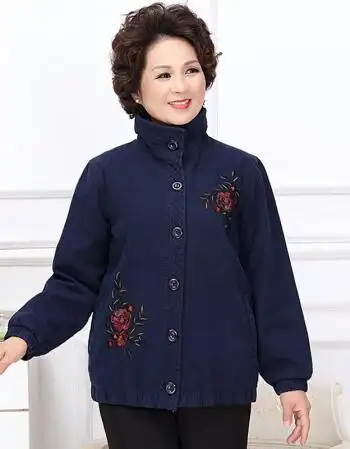 中老年女装秋冬妈妈装纯棉外套休闲夹克50-60-70岁老人衣服奶奶装大码