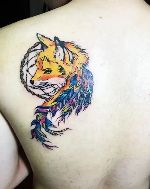 狐狸纹身图片_背部纹身图案
