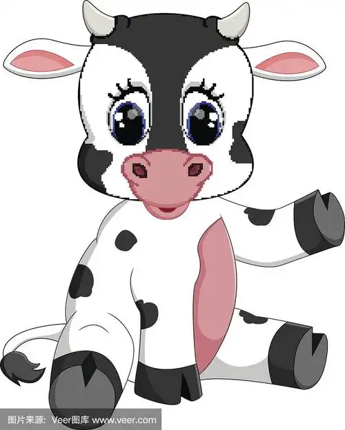可爱的小牛卡通