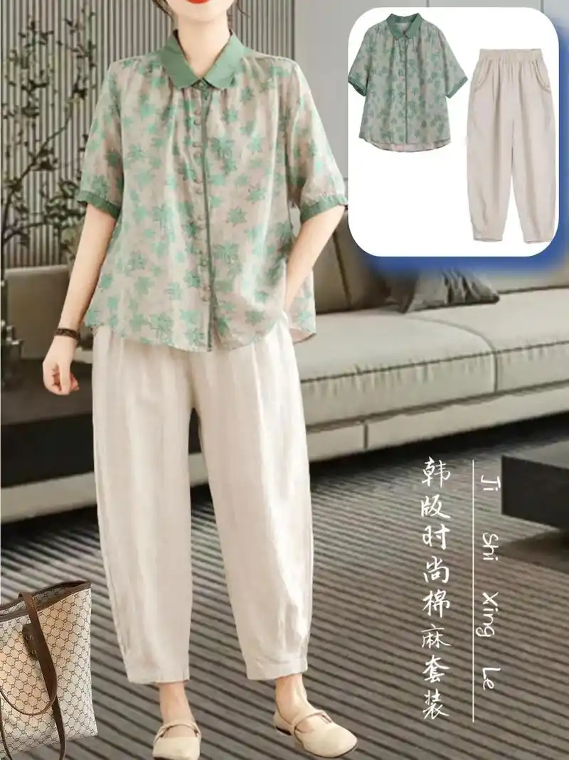 时尚民族风苎麻套装