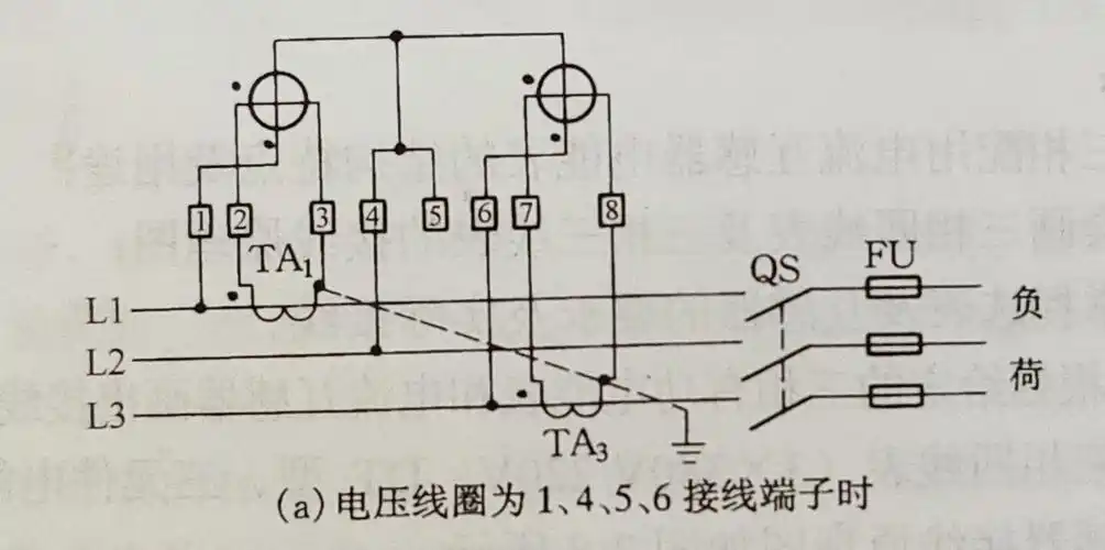 三相三线表配接电流互感器接线原理图