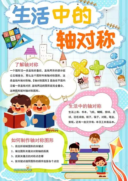 彩色卡通生活中的轴对称数学小报手抄报docx