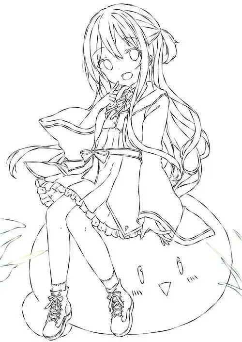 二次元女生美图 线稿与涂色 色彩融合的碰撞