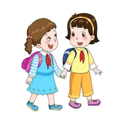 png素材幼儿园开学可爱小学生卡通老师上课学校教师节素材上学线