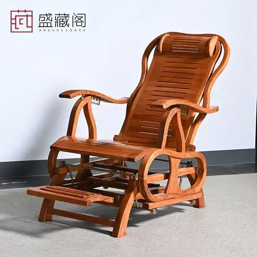 红木家具缅甸花梨木摇椅家用逍遥椅躺椅实木老人椅阳台仿古摇摇椅