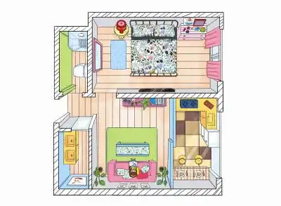 由作者梦梦手绘的一组以"梦想住一个有楼梯的房子"为主题的可爱房型图