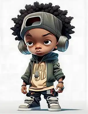 嘻哈小孩ip头像插画ai平面元素免费下载_png格式_5376像素_编号