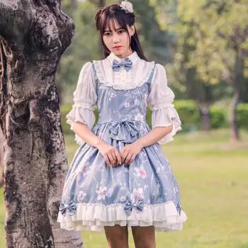 新品精灵公主裙原创印花洛丽塔连衣裙中国风ita古典cosplay服装女 假