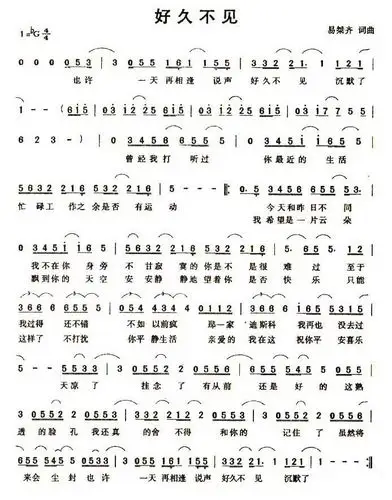 求一份陈奕迅《好久不见》的谱子 最好是简谱 发我邮箱 谢谢!