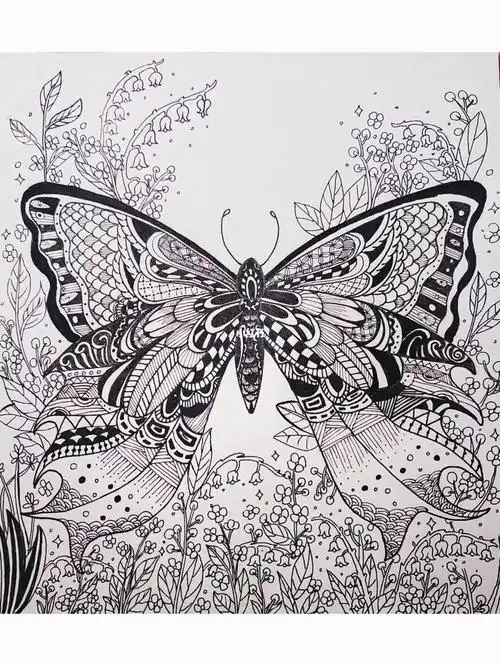 摹改了原图@沐小榎的绘画日志#黑白线描  #创意美术