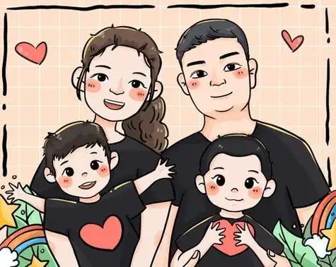 四口人全家福简笔画