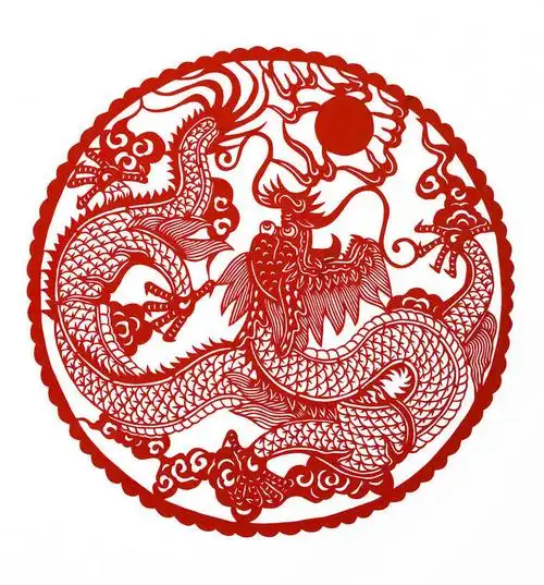 竖图,彩色,绘画,技术,中国,亚洲,艺术,龙,书法,娃娃,红色,动物,剪纸
