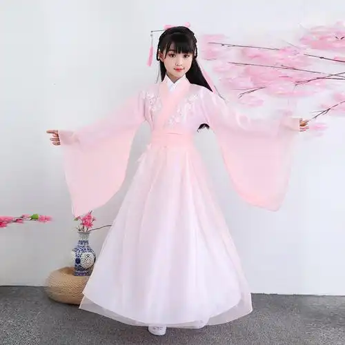 三生三世十里桃花古装仙女服女孩公主裙儿童汉服女童超仙连体裙子