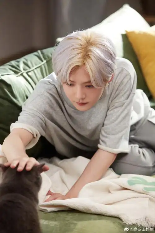 新图大爱鹿晗白里透紫的发色