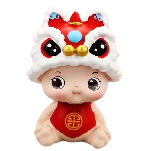 中国风虎头娃娃汽车摆件网红摇头车内装饰品办公室桌面解压小摆设