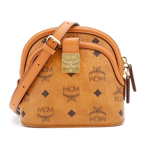 mcm奢侈品女士annavisetos系列干邑色人造革迷你手提单肩斜挎包