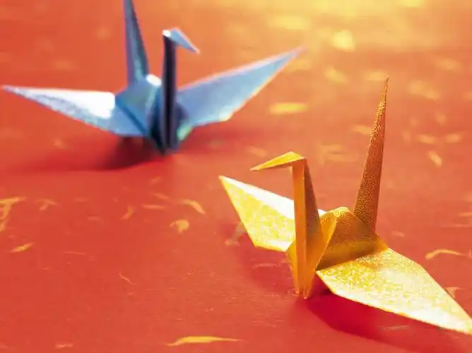 桌子,静物,红色背景,朦胧,模糊,艺术,折纸,纸艺,手工艺品,纸张,千纸鹤