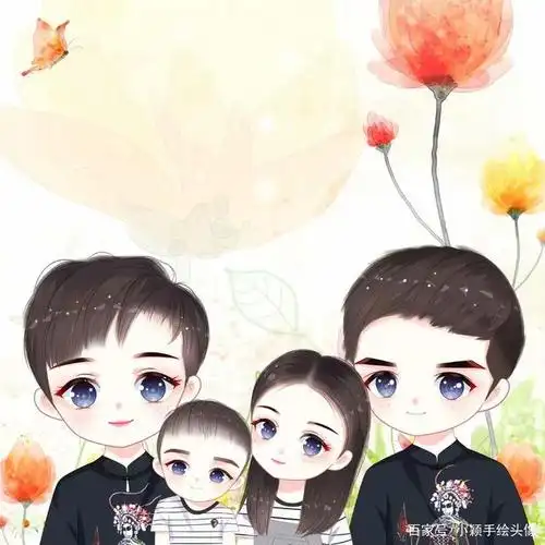 可爱全家福头像,一家三口,四口动漫风图片,喜欢吗?