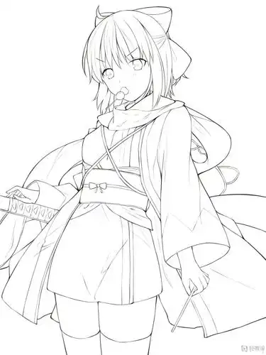 作业:动漫线稿零基础入门学习之主线与辅线的画法练习 - rh-11-66雨琪