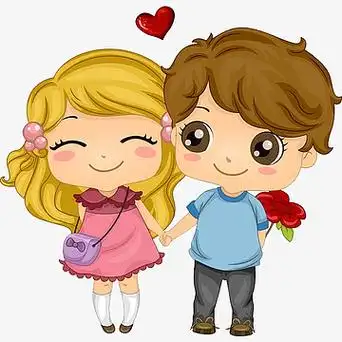 卡通手绘牵手的情侣