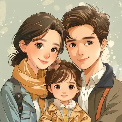 亲子头像 | 一家三口,女儿的笑容最治愈
