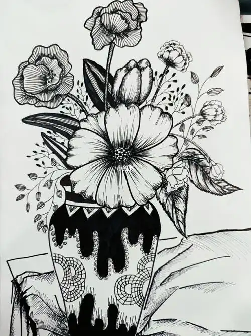 花卉写生线描1012岁